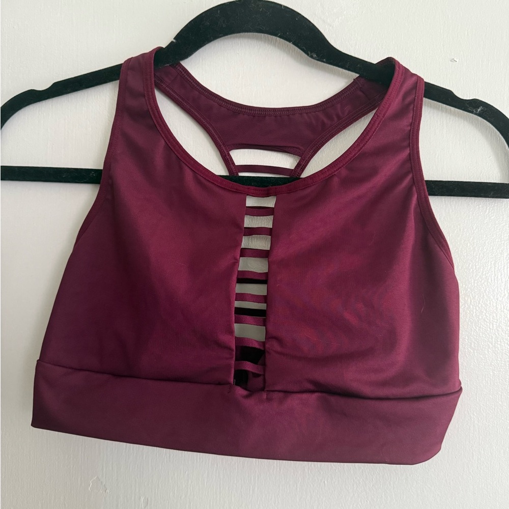 Victoria's Secret Purple Sports Bra with Racerback and Cutout Design